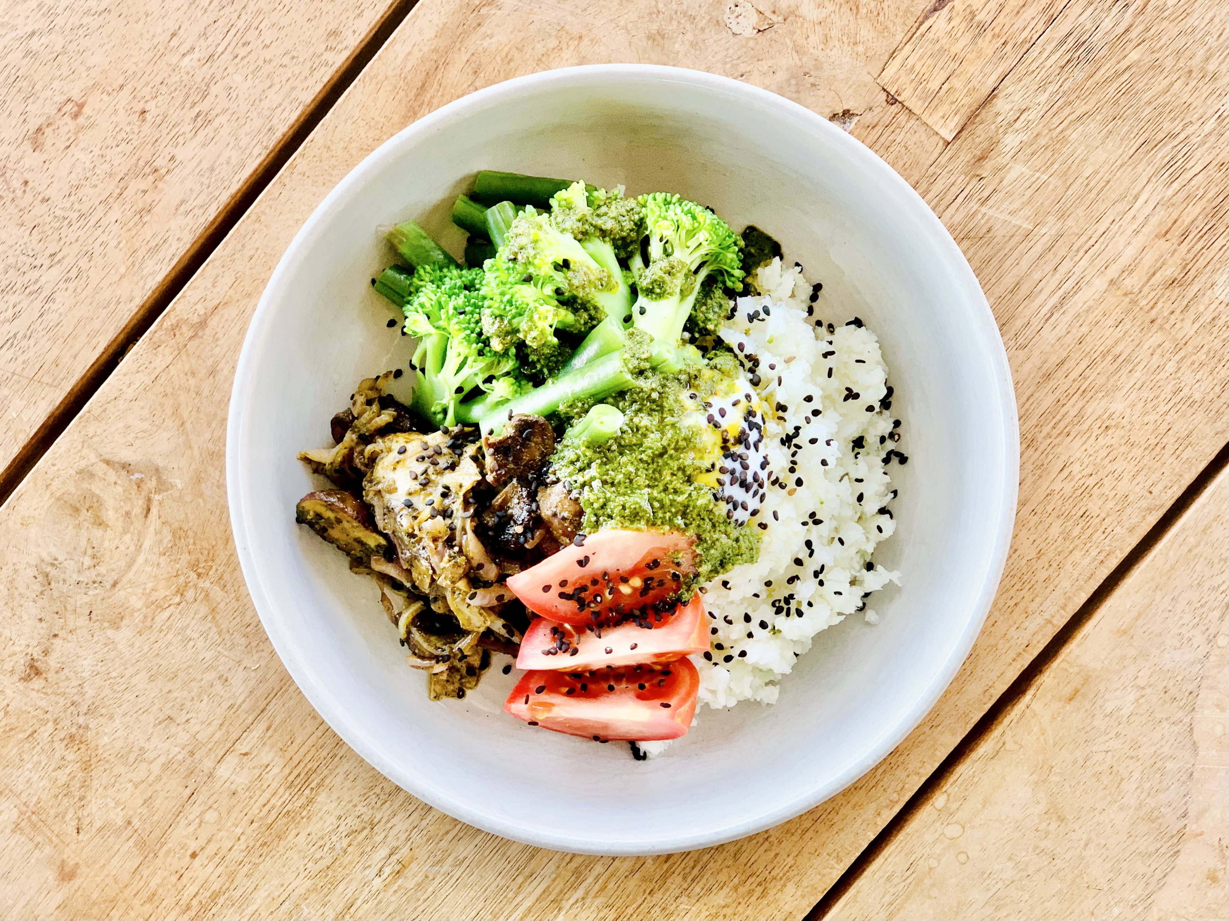 Chimichurri Mushroom Bowl with Cauliflower Rice | Dunn & Walton