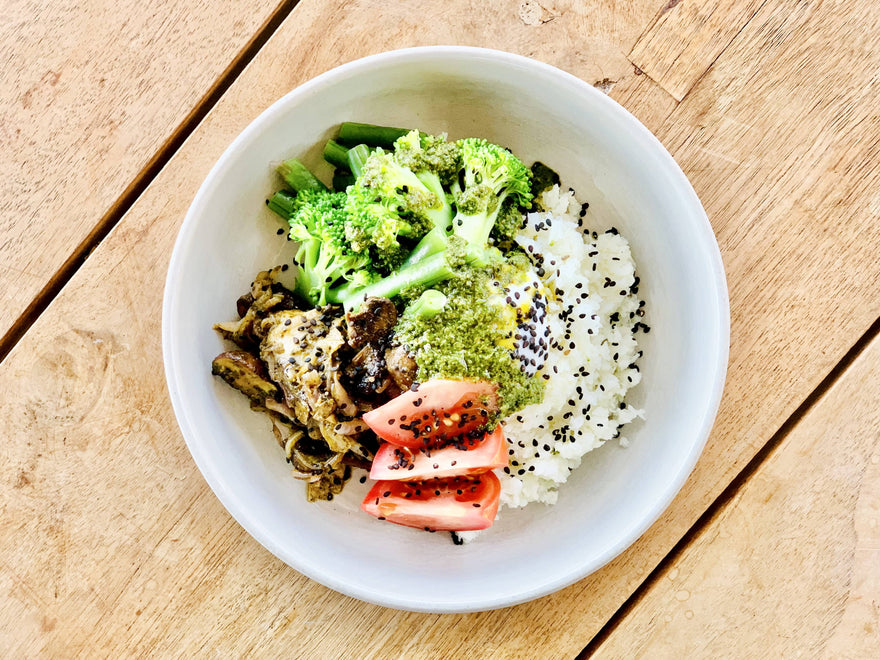Chimichurri Mushroom Bowl with Cauliflower Rice