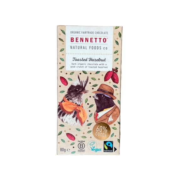 Bennetto Dark Chocolate Toasted Hazelnut 80g