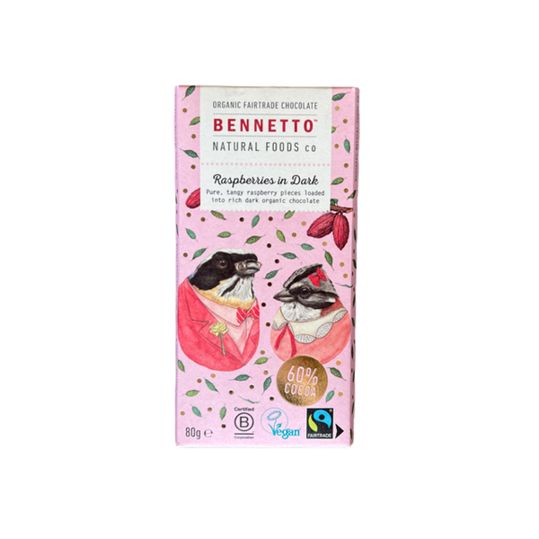 Bennetto Dark Chocolate Raspberry 80g