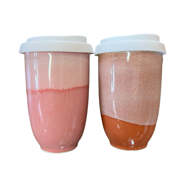 Pottery For The Planet Cup Orange Pink 12oz