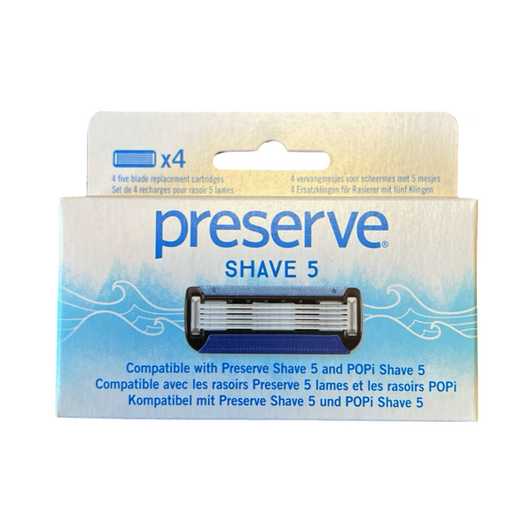 Preserve Replacement Shave 5 Razor Blades 4pk